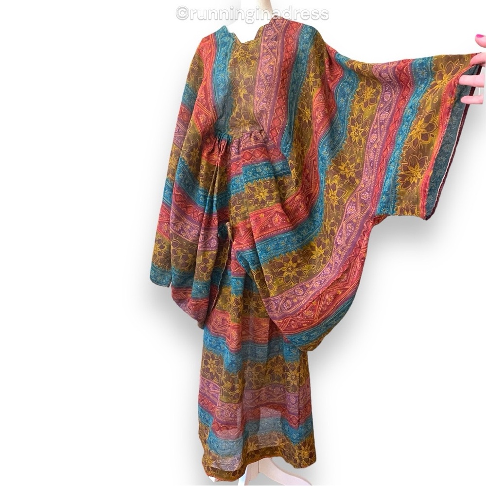 Boho Kaftan and Maxi Skirt Set Upcycled Vintage 70s One Size Fits Up to 3XL - Picture 10 of 16
